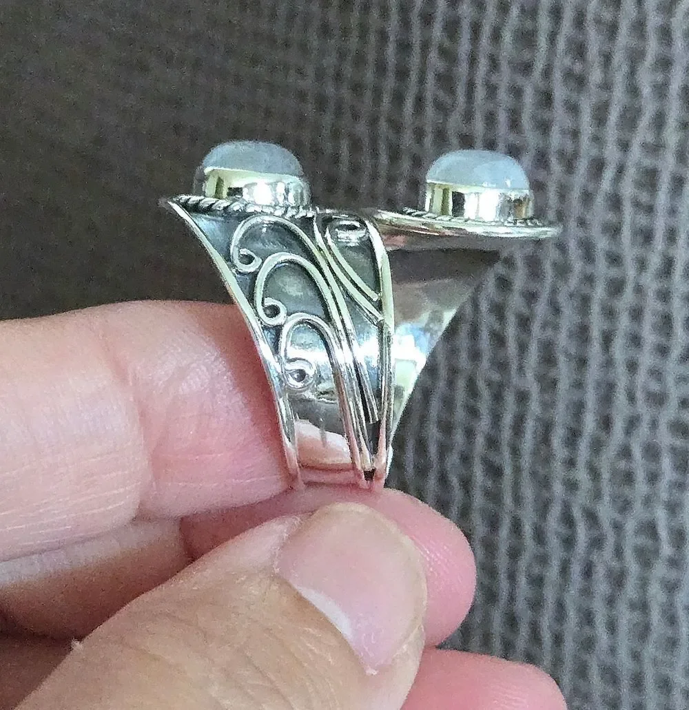 Shivam Rainbow🌈 Moonstone🌛 Bypass Ring💍 - NWT